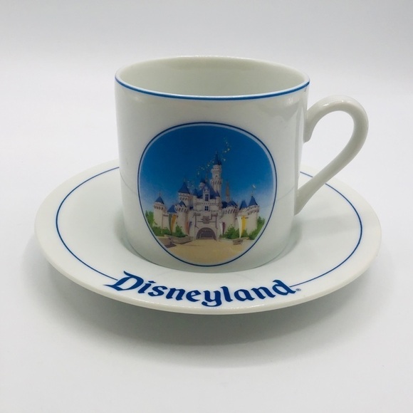 VINTAGE Disney Disneyland Magic Castle Demitasse Teacup & Saucer 2 Pc Set Japan - Picture 1 of 10